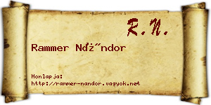 Rammer Nándor névjegykártya